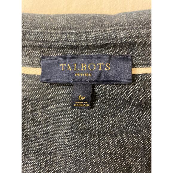 Talbot's Size 6 Petites Womens Denim Button Up‎ Long Sleeve Shirt Casual - Picture 3 of 10